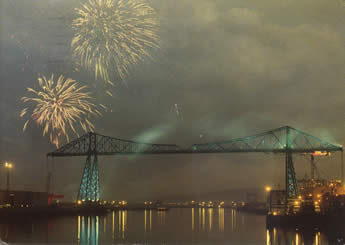 Transporter Bridge.  Says Jill, "Wouldn't Jackie look great leaping, jumping, and swinging off our famous bridge?!"